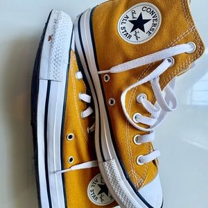 Converse mustard yellow high tops